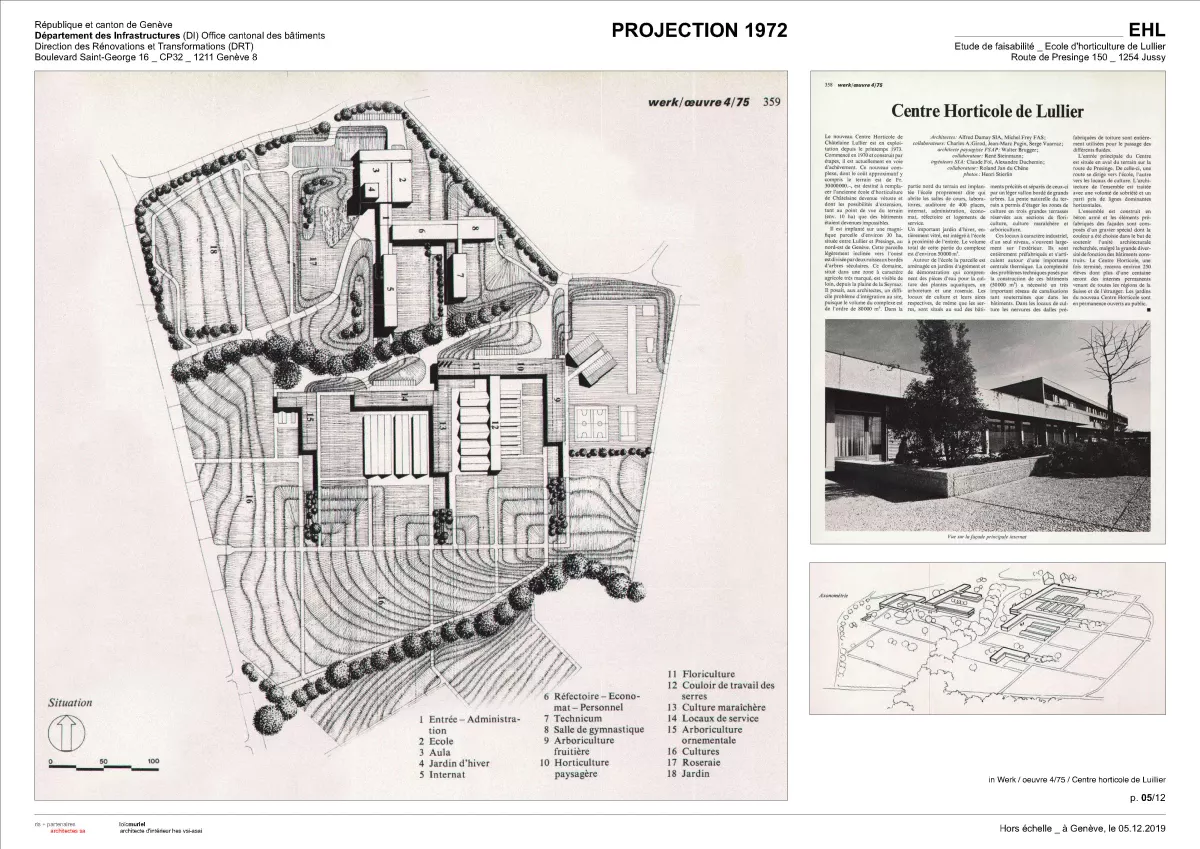 CFPNE / HEPIA _ Ecole d'horticulture de Lullier _ Etude de faisabilité pour le remplacement de pavillons provisoires