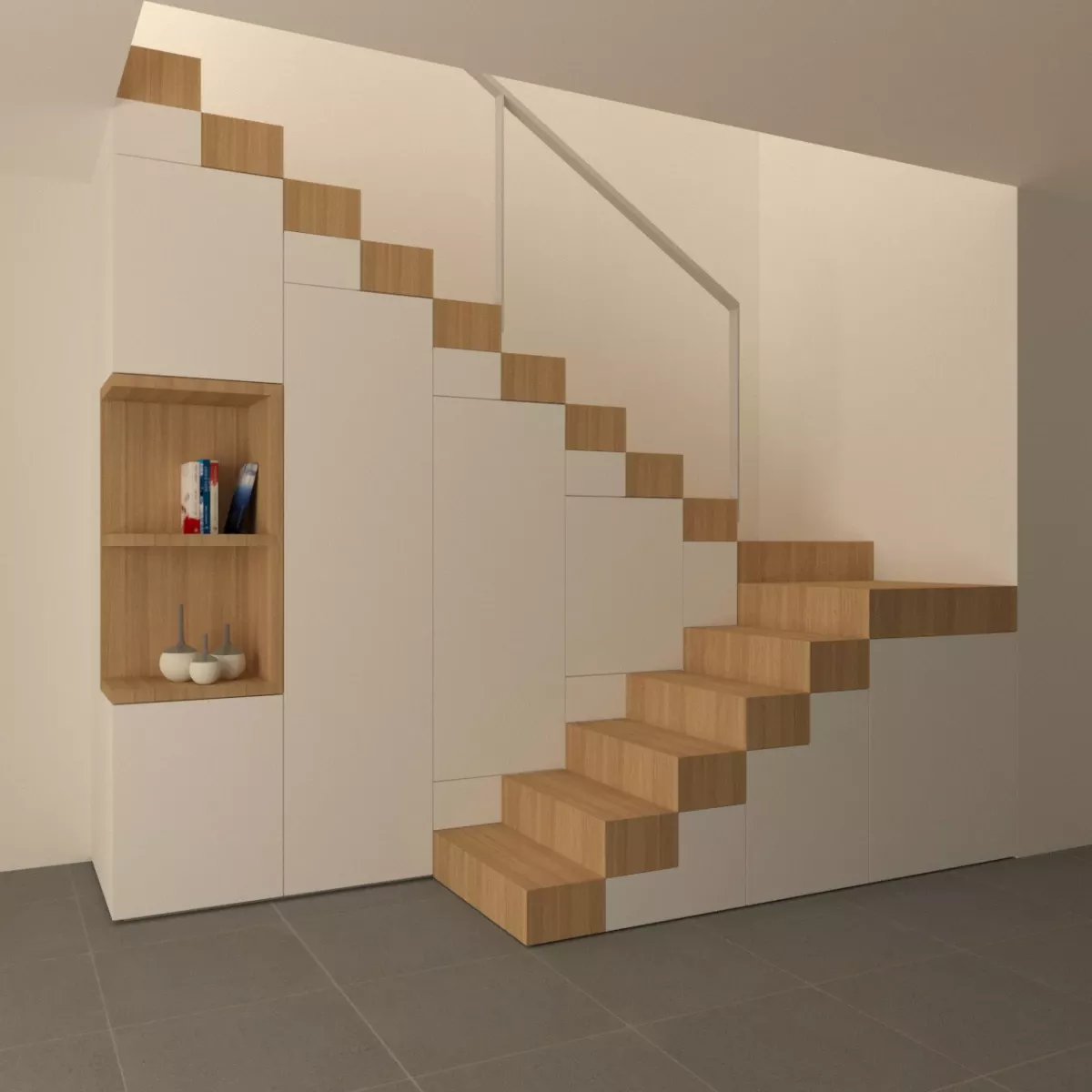 Projections de transformation d'un escalier pour un appartement duplex à Perly