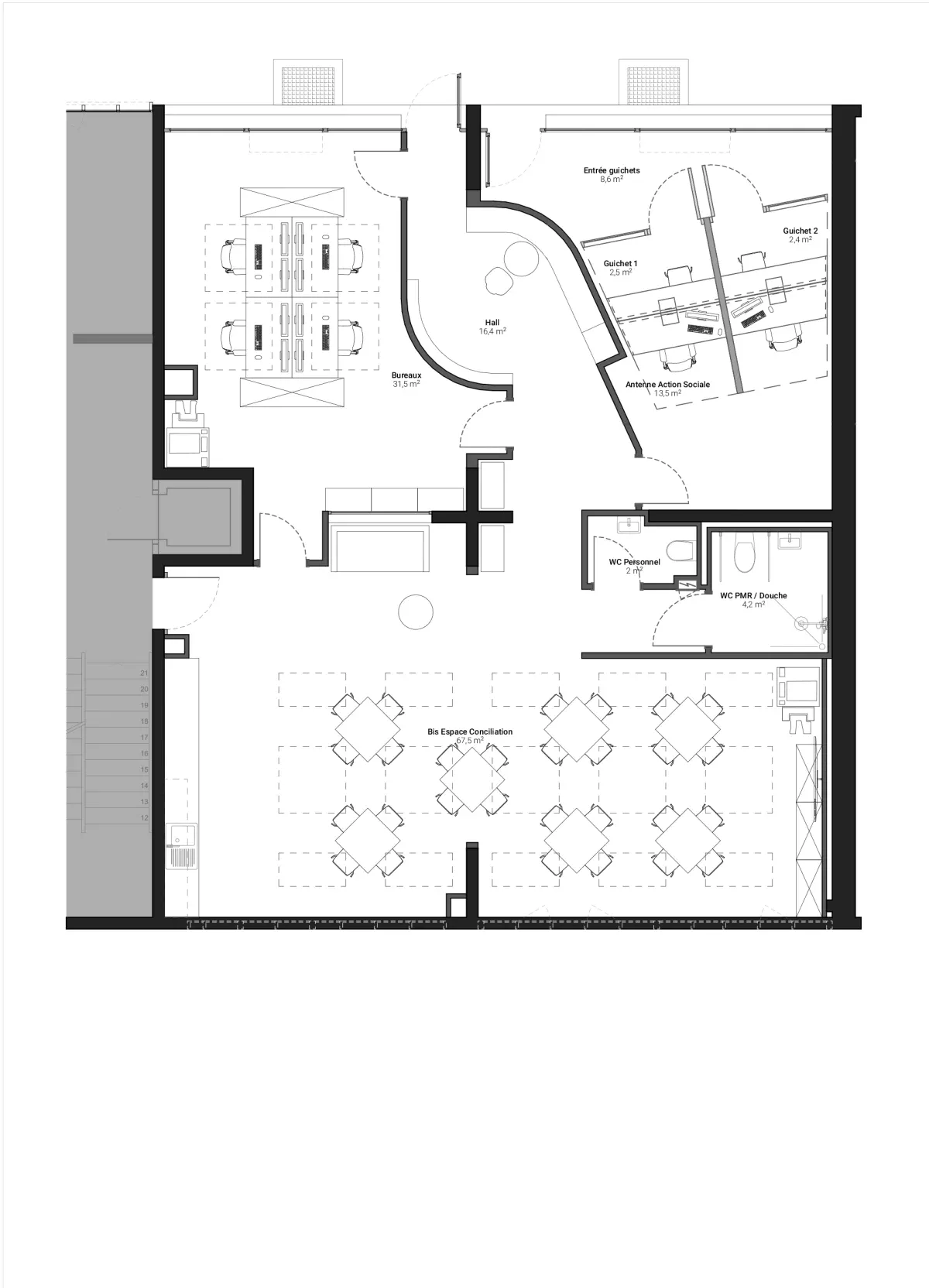 Aménagement de surfaces administratives  et d'accueil